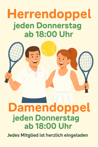 Damen- und Herrendoppel jeden Donnerstag ab 18:00 Uhr!